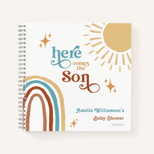 Hier komt het Son Sunshine Boy Baby shower Notitieboek (Voorkant)