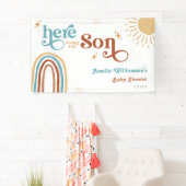 Hier komt het Son Sunshine Boy Baby shower Spandoek (Insitu)