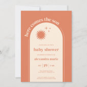 Hier komt het Son Terracotta Boho Baby shower Kaart (Voorkant)