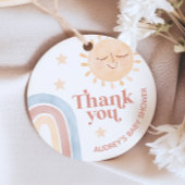 Hier komt het Son Waterverf Boho Baby shower Bedankjes Labels