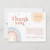 Hier komt het Son Waterverf Boho Baby shower Bedankkaart (Voorkant)