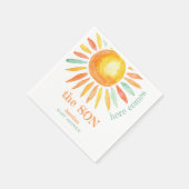 Hier komt het Son Waterverf Sun Baby shower Servet (Hoek)
