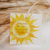 Hier komt het Son Yellow Sunshine Baby shower Bedankjes Labels