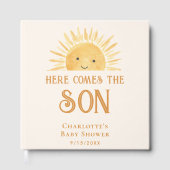 Hier komt het Son Yellow Sunshine Baby shower Gastenboek (Voorkant)