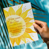 Hier komt het Son Yellow Sunshine Baby shower Kaart