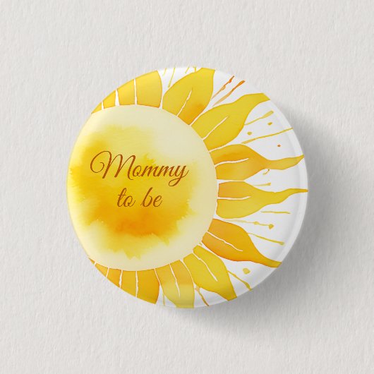 Hier komt het Son Yellow Sunshine Baby shower Ronde Button 3,2 Cm (Voorkant)