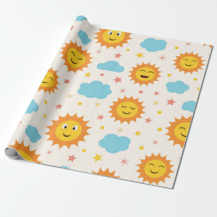 Hier komt het Sun Baby shower Cadeaupapier