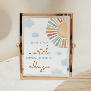 Hier komt het Sun Baby shower Envelope Station Poster