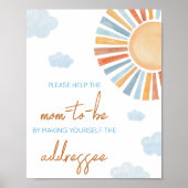 Hier komt het Sun Baby shower Envelope Station Poster (Voorkant)
