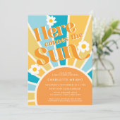 Hier komt het Sun Baby shower Kaart (Staand voorkant)