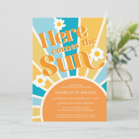 Hier komt het Sun Baby shower Kaart