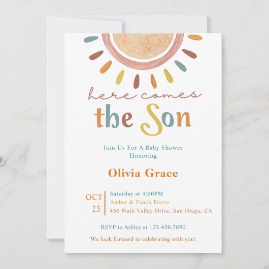 Hier komt het Sun Baby shower Kaart (Voorkant)