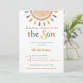 Hier komt het Sun Baby shower Kaart (Staand voorkant)