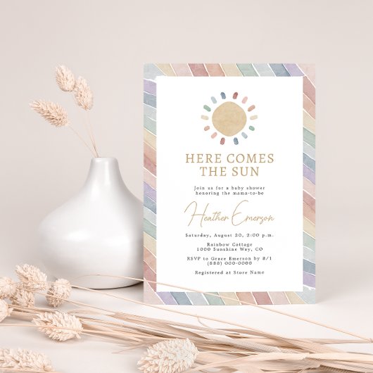 Hier komt het Sun Baby shower Kaart