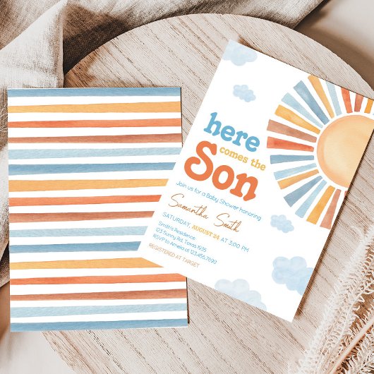 Hier komt het Sun Baby shower Kaart