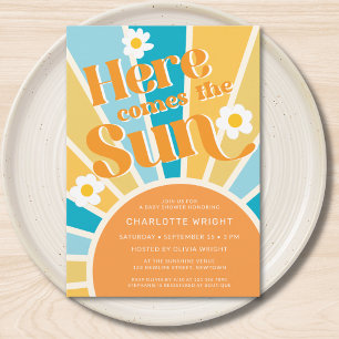 Hier komt het Sun Baby shower Kaart