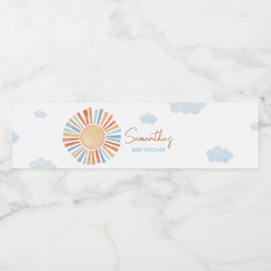 Hier komt het Sun Baby shower Waterfles Etiket (Enkel label)