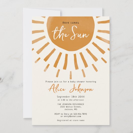 Hier komt het Sun Boho Baby shower Kaart (Voorkant)