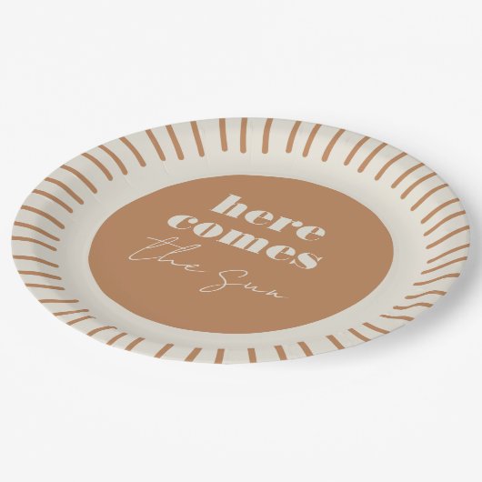 Hier komt het Sun Boho-Baby shower | Papieren Bord (Gekanteld)