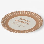 Hier komt het Sun Boho-Baby shower | Papieren Bordje (Gekanteld)