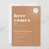 Hier komt het Sun Boho-Baby shower | Uitnodiging (Voorkant)