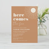 Hier komt het Sun Boho-Baby shower | Uitnodiging (Staand voorkant)