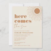 Hier komt het Sun Boho-Baby shower | Uitnodiging (Voorkant)