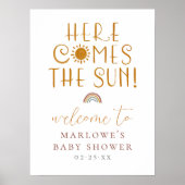 Hier komt het Sun Boho Boy Baby shower Welkom Poster (Voorkant)