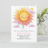 Hier komt het Sun Boho Girl Baby shower Kaart (Staand voorkant)