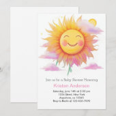 Hier komt het Sun Boho Girl Baby shower Kaart (Voorkant / Achterkant)