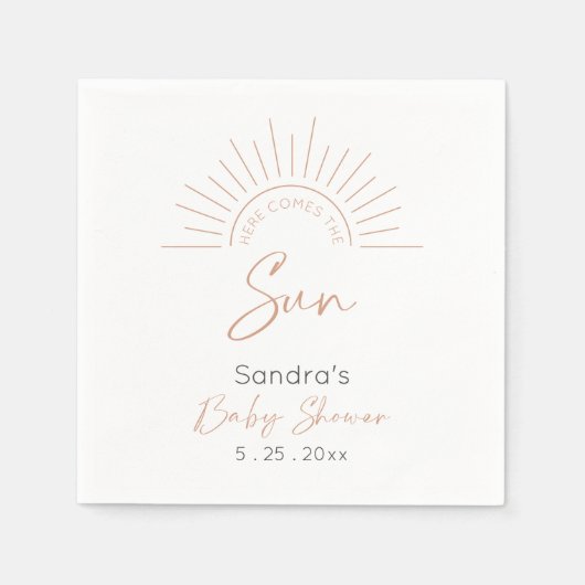 Hier komt het Sun Boho Modern Baby shower Servet (Voorkant)