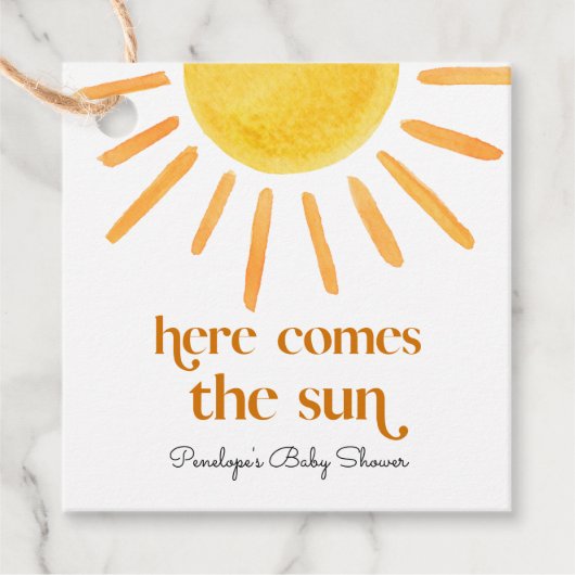 Hier komt het Sun Boy Baby shower Bedankjes Labels (Voorkant)