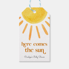 Hier komt het Sun Boy Baby shower Cadeaulabel