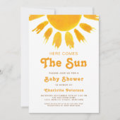 Hier komt het Sun Gender-Neutral Boho Baby shower Kaart (Voorkant)