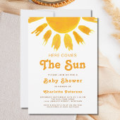 Hier komt het Sun Gender-Neutral Boho Baby shower Kaart