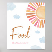 Hier komt het Sun Girl Baby shower eten Poster (Voorkant)