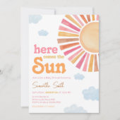 Hier komt het Sun Girl Baby shower Kaart (Voorkant)