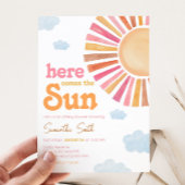 Hier komt het Sun Girl Baby shower Kaart