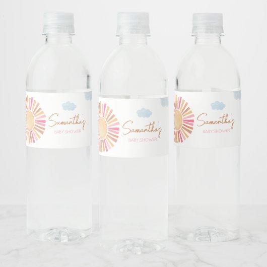 Hier komt het Sun Girl Baby shower Waterfles Etiket (Flessen)