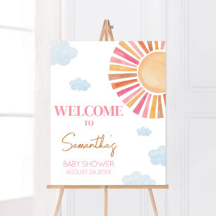 Hier komt het Sun Girl Baby shower Welkom Poster