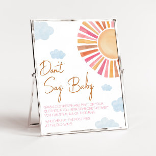 Hier komt het Sun Girl Baby shower zeg niet Baby Poster