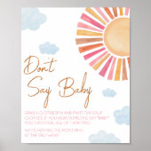 Hier komt het Sun Girl Baby shower zeg niet Baby Poster (Voorkant)