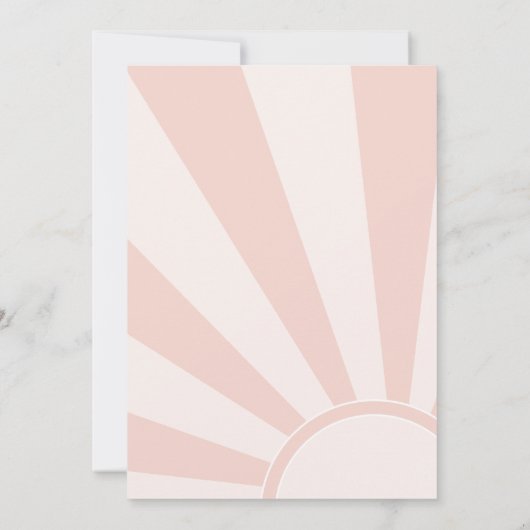 Hier komt het Sun Pink Rainbow Baby shower Kaart (Achterkant)