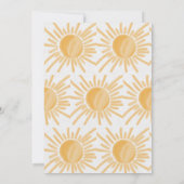 Hier komt het Sun Ray Yellow Vrijgezellenfeest Kaart (Achterkant)