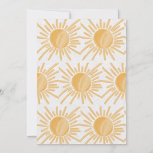 Hier komt het Sun Ray Yellow Vrijgezellenfeest Kaart (Achterkant)