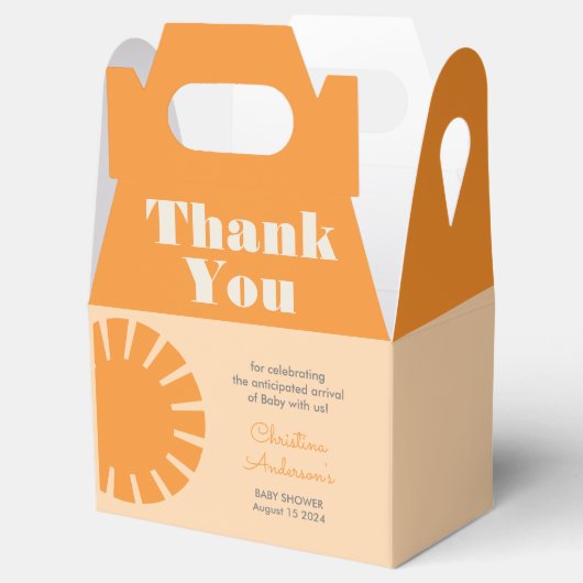 Hier komt het Sun Retro Baby shower Bedankdoosjes (Geopend)