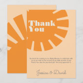 Hier komt het Sun Retro Baby shower Bedankkaart (Voorkant / Achterkant)