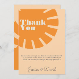 Hier komt het Sun Retro Baby shower Bedankkaart