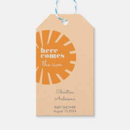 Hier komt het Sun Retro Baby shower Cadeaulabel