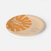 Hier komt het Sun Retro Baby shower Papieren Bordje (Gekanteld)